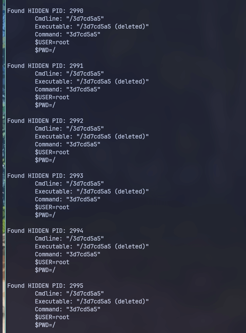 unhide 找到的进程